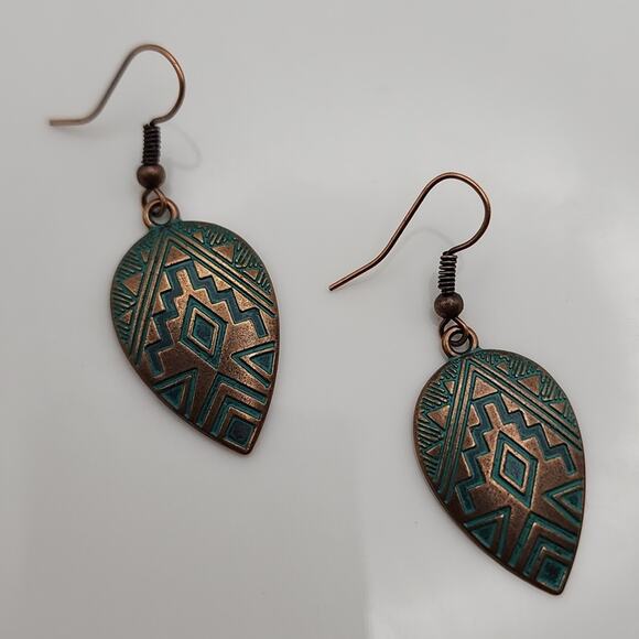 Brass Tribal Earrings - Picture 2 of 3